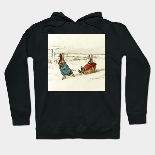 “Bunny Sleigh Ride” by Beatrix Potter Hoodie by PatricianneK